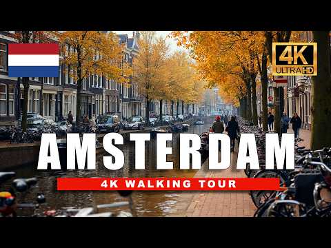 🇳🇱 [4K] Autumn Walk in Netherlands 🍂🍁 Explore Amsterdam's Magical Canals in Stunning HDR