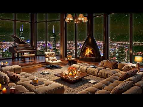 Winter Tranquility in Chicago ❄Cozy Apartment with Smooth Jazz Saxophone & Fireplace Sounds to Relax