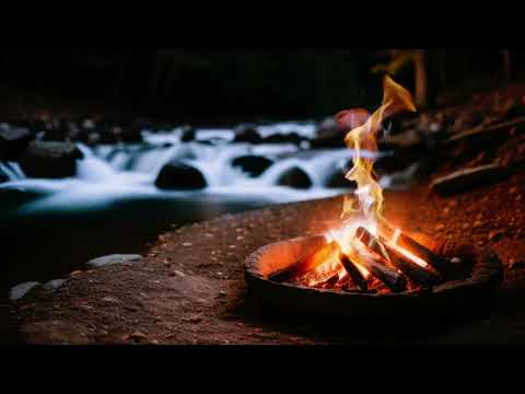 Burning Bonfire close to a River | 4K Relaxing Screensaver