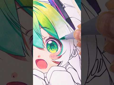 Hatsune Miku / Hair COLORING !!【イラストメイキング】#イラスト#アナログイラスト #hatsunemiku #vocaloid #igotyou