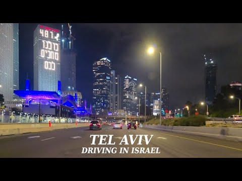 Tel Aviv at night. Driving in Israel 2025