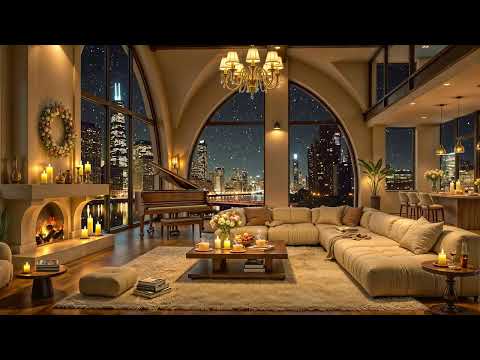 Cozy Apartment Ambience in Chicago 🌃❄ Relaxing Jazz Saxophone Instrumental Music for Study & Sleep