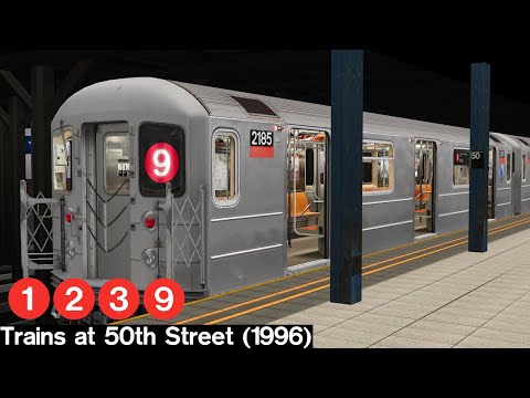 OpenBVE Virtual Railfanning: 1, 2, 3 and 9 Trains at 50th Street (1996)