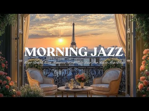 4K Morning Jazz Coffee at Balcony – Cozy Spring Cafe Ambience with Soft Jazz for Relax and Study