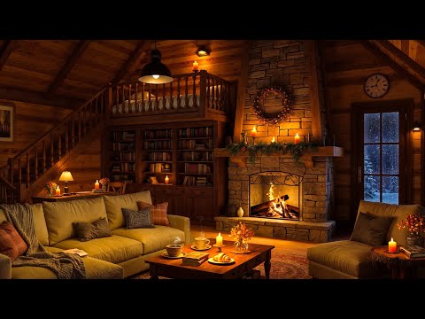 Smooth Jazz and Crackling Fireplace in Cozy Reading Nook Ambience for Deep Relaxation