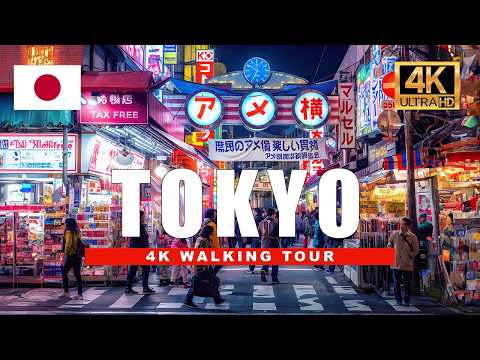 🇯🇵 Tokyo Japan 4K Walking Tour - Ueno Night Market Ameyoko Shopping Street | 4K HDR 60fps