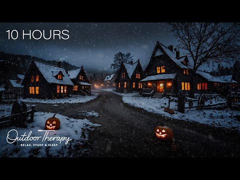 Haunted Blizzard: Eerie Winds on a Snow-Covered Night | Relaxing Halloween Vibes 10 HOURS