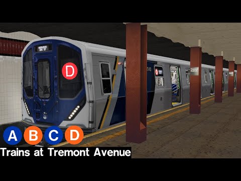 OpenBVE Virtual Railfanning: A, B, C and D Trains at Tremont Avenue