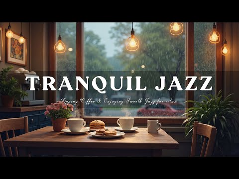 Tranquil Jazz & Falling Rain Through a Café Window – Sipping Coffee & Enjoying Smooth Jazz for relax