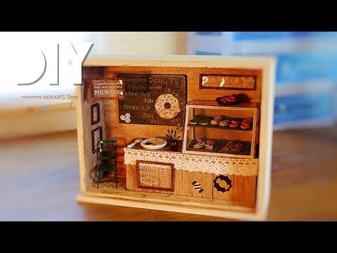 DIY☺︎【100円ショップ】ミニチュア  ドーナッツ屋さん//dollhouse//miniature donuts shop 1＄