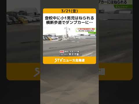 登校中に小1男児はねられる　横断歩道でダンプカーに…　頭部から出血し搬送　札幌市東区 #shorts