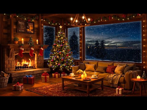 Cozy Winter Cabin Ambience with Smooth Jazz Music and Fireplace Sounds 🌨️ Jazz Music for Relaxing