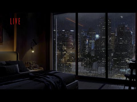 Gentle Rain Sounds In A New York Hotel Room Window | Rain On Window | Fall Asleep Fast