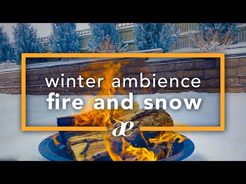 Cozy Winter Fire Ambience with Snow 4K — 10 Hours Outdoor Snowfall and Fire