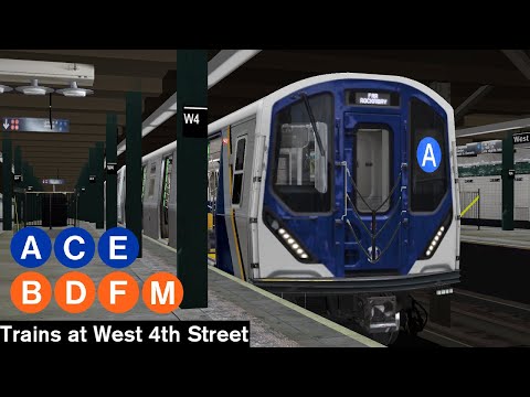 OpenBVE Virtual Railfanning: A, B, C, D, E, F and M Trains at West 4th Street