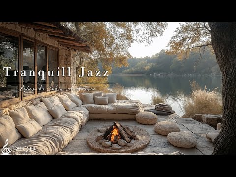 Cozy Lakeside Fireplace Ambiance | Tranquill Jazz With Crackling Fire for Sleep, Relaxation, Focus