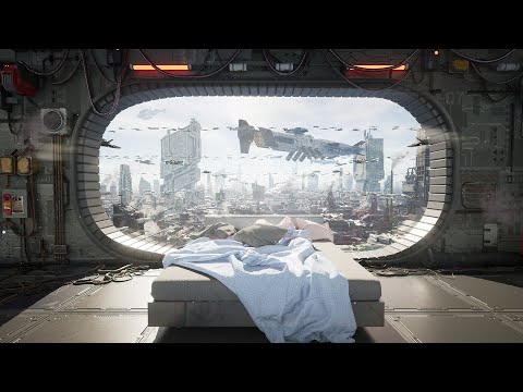 A Room With A View From A High Rise Sci-fi Bedroom  | Star Wars & BladeRunner Inspired | 4K