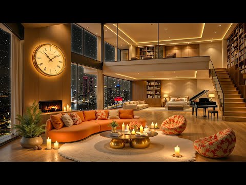 Winter Night Jazz ❄️ Luxury Apartment Ambience with Ethereal Jazz Saxophone Music for Relax & Sleep