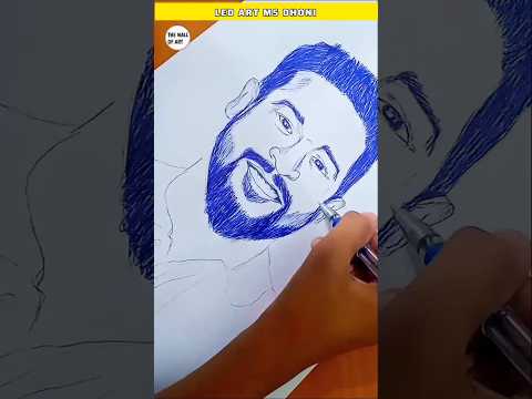 Ms dhoni drawing with pen #viral #art #dhoni #shortsfeed #subscribers #msd #thalapathy