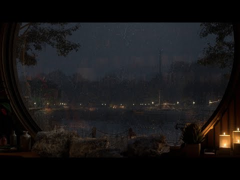 Wind & Rain At Night | Rain Sounds For Sleeping | Winds Sounds For Sleeping | 4K