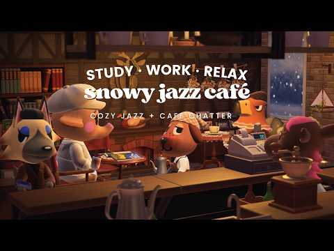 Snowy Jazz Bookstore Café ❄ Jazz Piano No Midroll Ads | Fireplace Crackle | Study Music | Work Aid 🎧