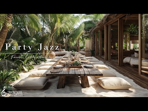 Summer Party Jazz Music | Italy Outdoor Coffee Shop In Forest & Tranquill Jazz For Relaxation