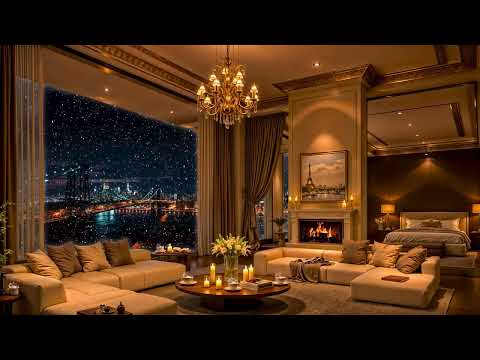 Cozy NYC Apartment Overlooking the Brooklyn Bridge 🌃 Ethereal Jazz Saxophone Music for Relaxation