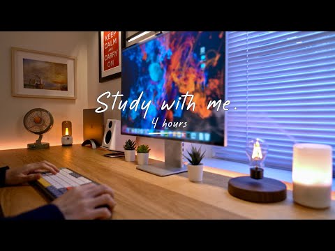 4-Hour Study with Me | Pomodoro Timer, Lofi Relaxing Music | Day 128