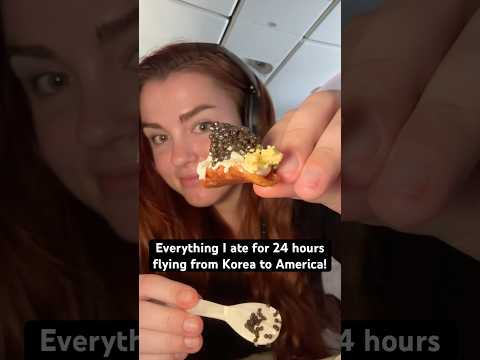 Everything I ate for 24 hours flying from Korea to America! #Shorts #Travel #qatar #Eating #Korea ￼