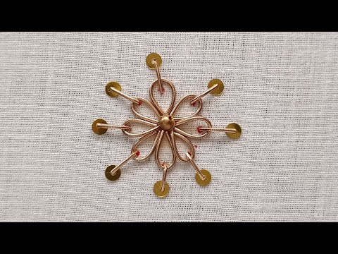 Simple Lazy Daisy Flower Using Zardosi in normal needle for Beginners