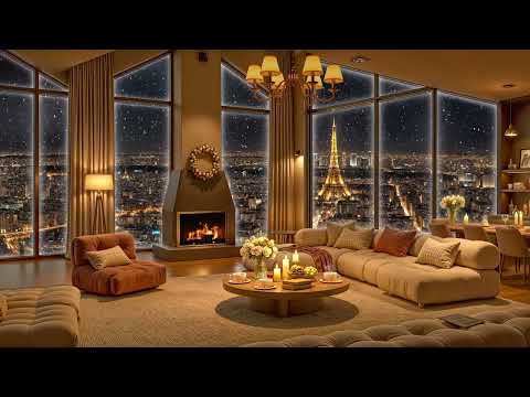 Winter Tranquility in Paris ❄ Cozy Luxury Apartment with Smooth Jazz Saxophone & Fireplace Sounds