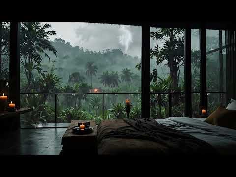 Rain Storm Jungle Ambience | Relax to Rain & Thunder,  Stress Relief, Deep Sleep, Meditation, Study