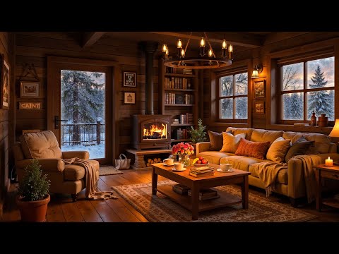 Cozy Winter Ambience - Smooth Jazz Music & Crackling Fireplace for Ultimate Relaxation