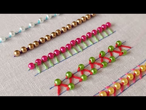 5 Different Hand Embroidery Stitches with Beads - Beads Embroidery for Beginners