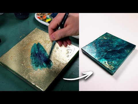 ACRYLIC PAINT ON A GOLD CANVAS? | abstract art demo