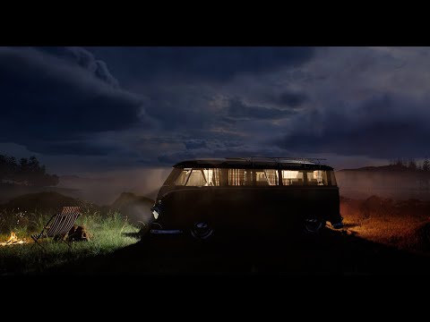 Relax By The Campfire | A Beautiful Night In A Split Screen CamperVan | Car Camping | 4K