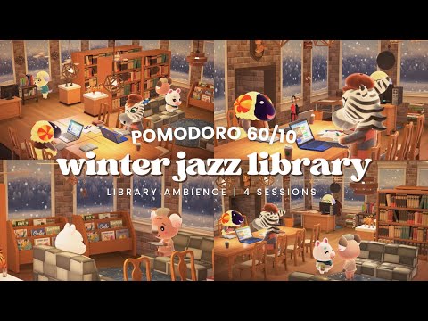 Winter Jazz Library ❄ 60/10 Pomodoro ⏱ Jazz Pomodoro Playlist No Mid Ads | Typing | Study Work Aid 🎧