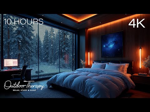 Peaceful Winter Bedroom Ambience | Snowstorm Serenity with Relaxing Howling wind & Blowing Snow