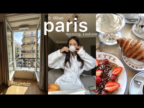 my PARIS morning routine ☕ hair & makeup grwm, Luxembourg Gardens, cafe de flore, Champs Elysees,