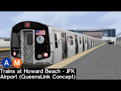 OpenBVE Virtual Railfanning: A and M Trains at Howard Beach - JFK (QueensLink Concept)