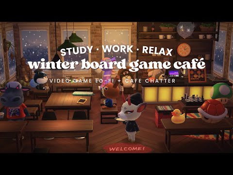 Winter Board Game Café ☕ 1 Hour Video Game Lo-fi No Mid Ads 🎧 Studying Music | Work Aid | VGM Lofi