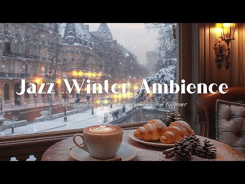 Cozy Jazz Winter Ambience & Coffee sip by the Window – Relaxing Jazz Music with Snowfall for Comfort