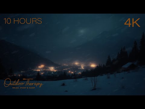 Mountain Lights in the Storm | Low Howling Wind & Blowing Snow Ambience [4K] 10 HOURS