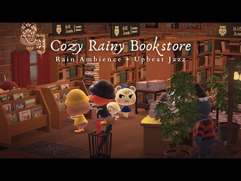 Cozy Rainy Bookstore 📚 1 Hour Upbeat Smooth Jazz Music No Midroll Ads | Studying Music | Work Aid 🎧