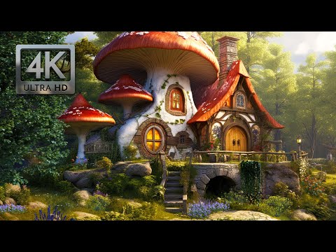 Spring Mushroom Cottage Ambience, Nature Sounds & Crickets to Read, Relax & Study, Background Noise