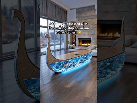 These viking ship aquarium coffee tables are absolutely epic! 🤯👏#aquarium #interiordesign