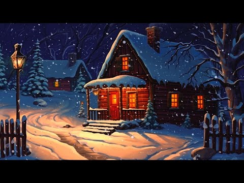 vintage winter oldies playing in another room (snowstorm & fireplace ambience)