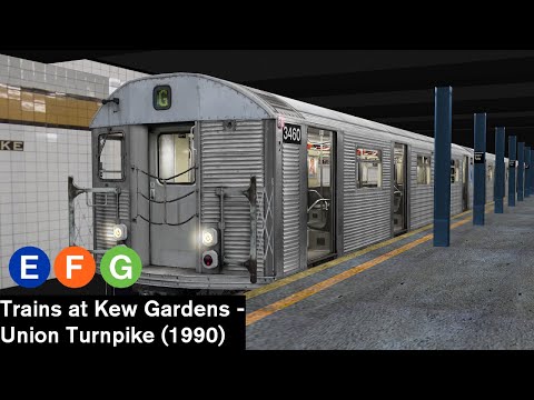 OpenBVE Virtual Railfanning: E, F and G Trains at Kew Gardens - Union Tpke (1990)