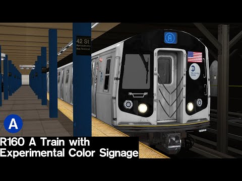 OpenBVE Shorts: R160 A Test Train with Experimental Color Signage at 42nd Street PABT