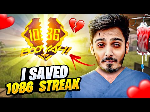 I Saved 1086 Winning Streak Of BIggest Youtuber 🧡 Garena Free Fire